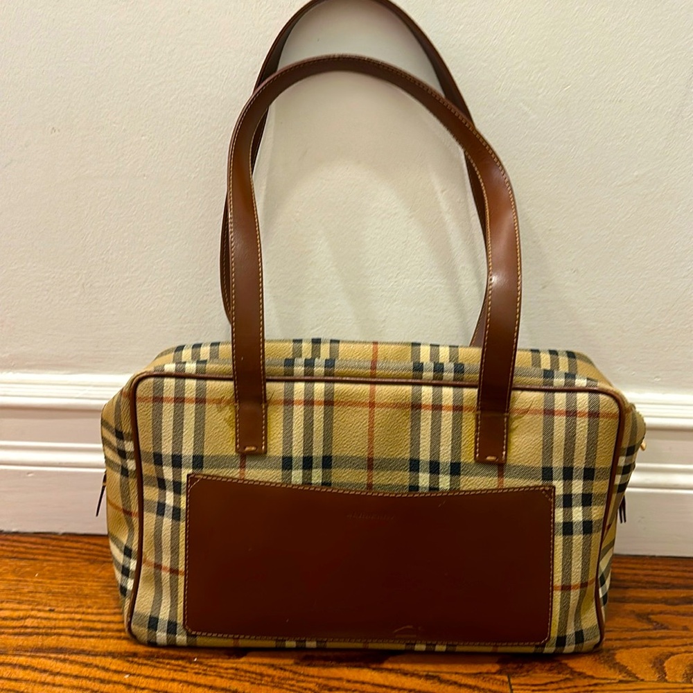 BURBERRY Coated Canvas Nova Handbag Satchel